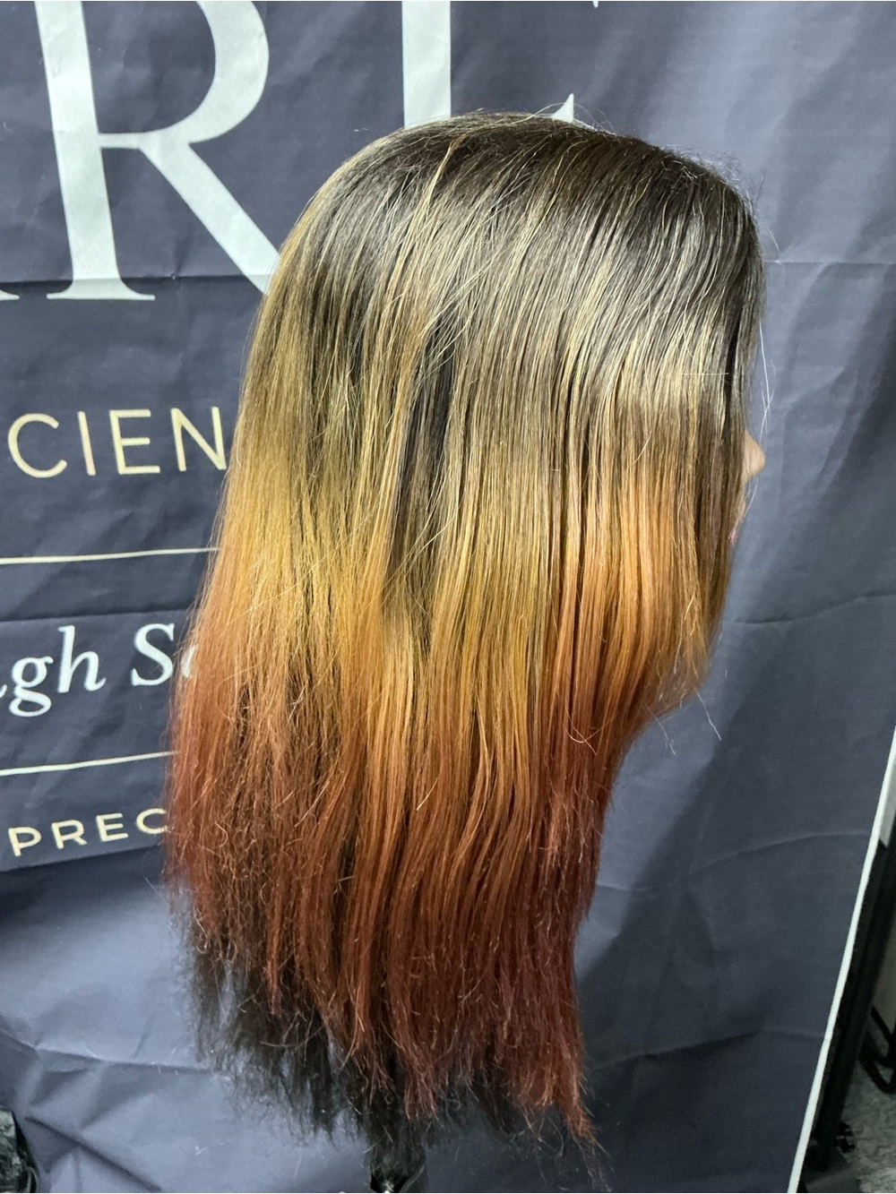 Women’s Ombre Brown to Copper Hairpiece - Professional Styling